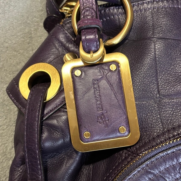 B. Makowsky Deep Purple Leather Shoulder Bag - Picture 3 of 12